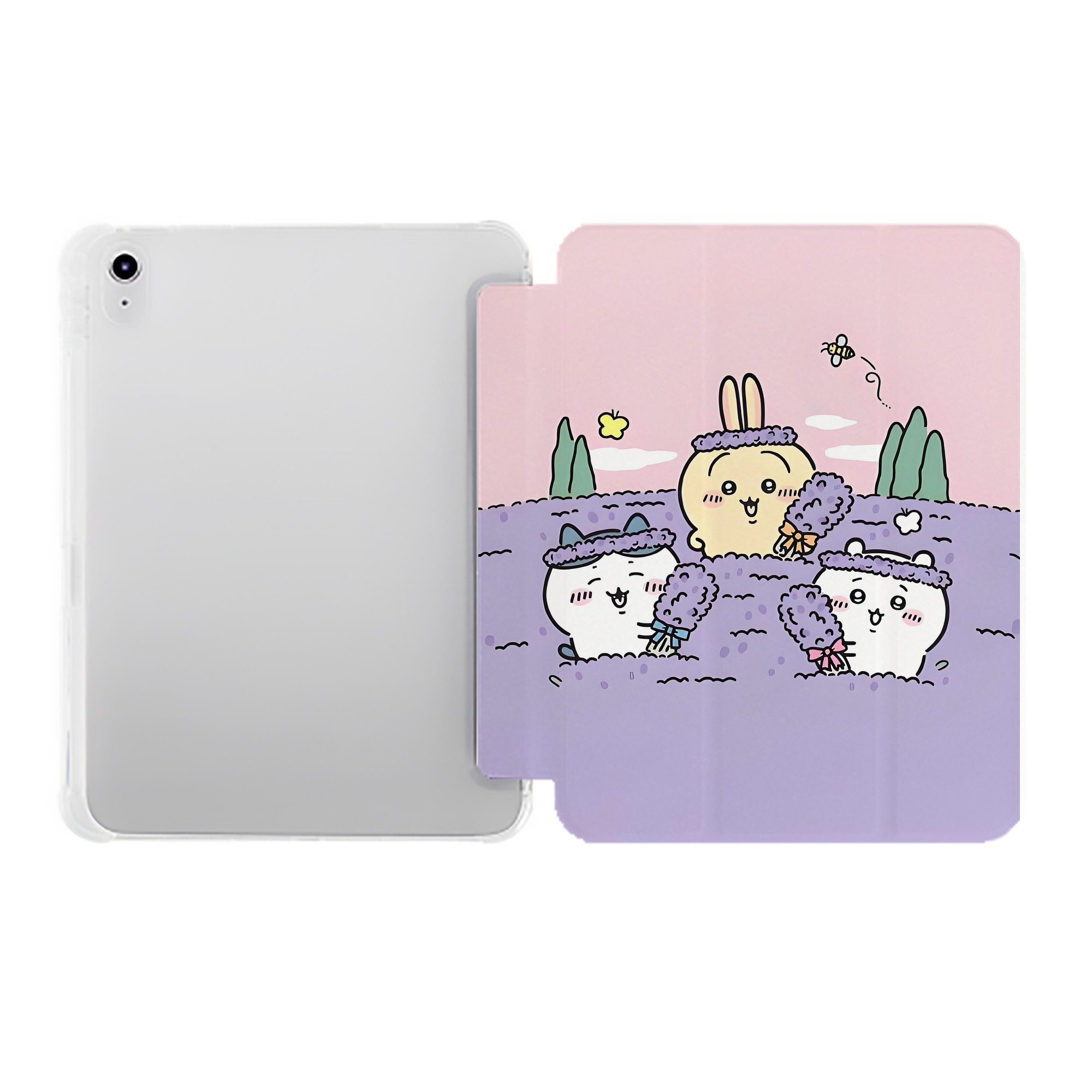 （画像用） ちいかわ Chii-kawa IPad ケース ペン収納付き 三つ折りスタンド PUレザー×シリコン 対応機種9.5/10.5/10.9インチ